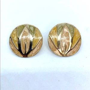 Vintage enamel earrings for pierced ears